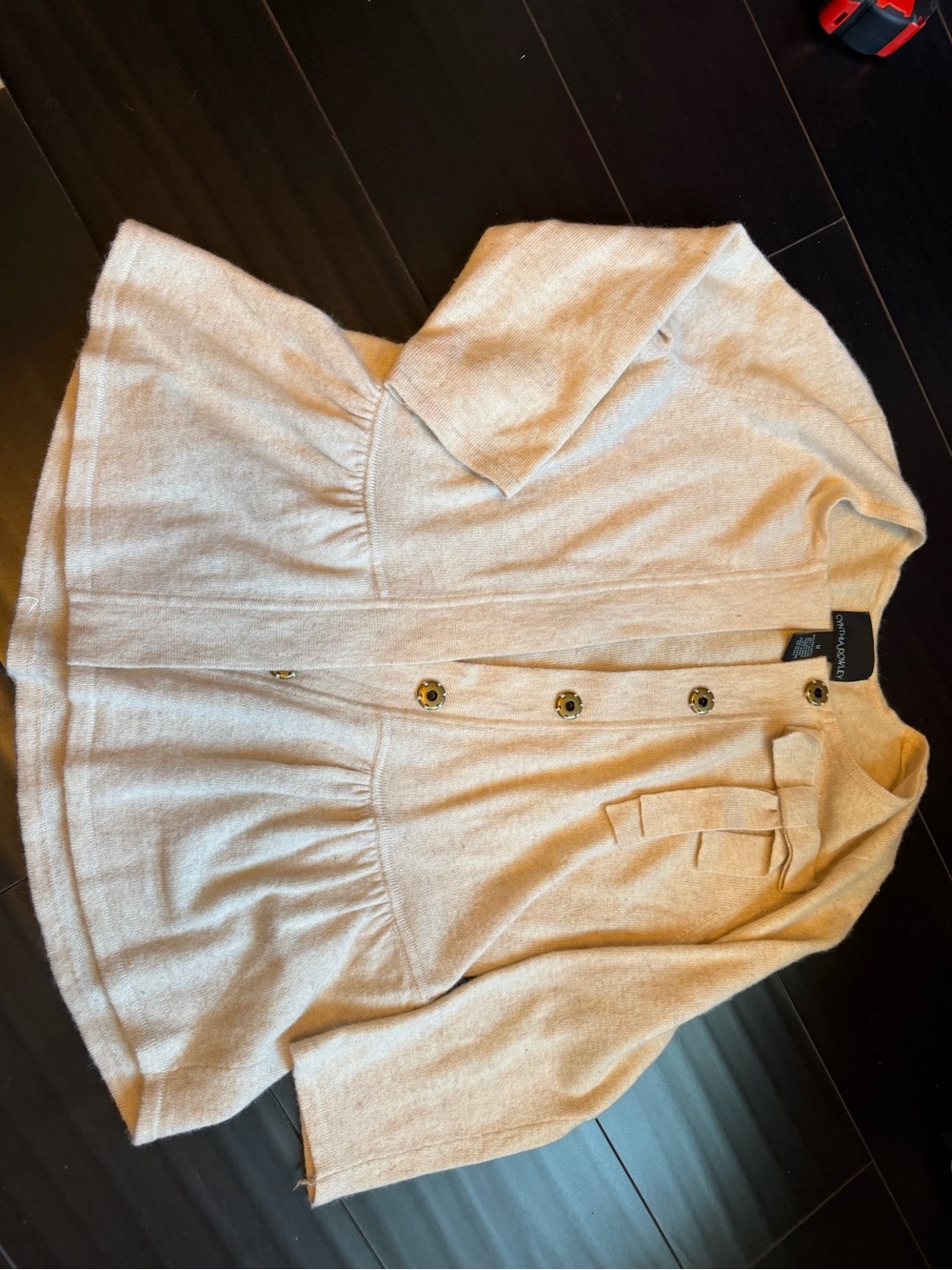 Cynthia Rowley Cream Button-Front Women's Cardigan Euc angora wool blend medium